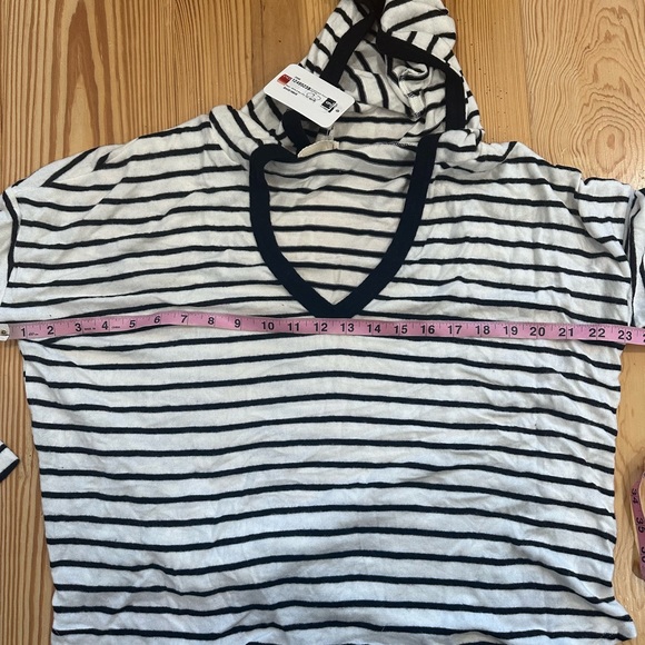 Anthropologie Maronie Black and White Striped Hooded High Low Top - Picture 4 of 4